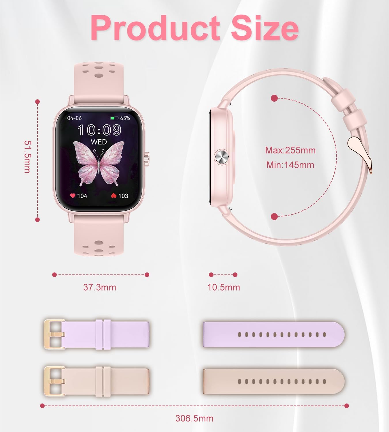 Smart Watch, Colesma Smart Watch for Women 1.83" Fitness Tracker, Bluetooth Call, DIY Dial, Heart Rate SpO2 Steps Sleep Monitor, 120+ Sports Modes, IP68 Waterproof Smartwatch for Android & iOS Pink - Image 7