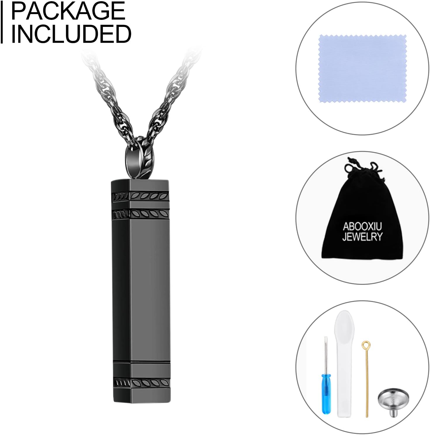 Urn Necklace for Ashes Memorial Cremation Jewelry for Ashes Stainless Steel Ashes Jewelry Cube Ashes Necklace Bar Urn Pendant for Women Men - Image 7