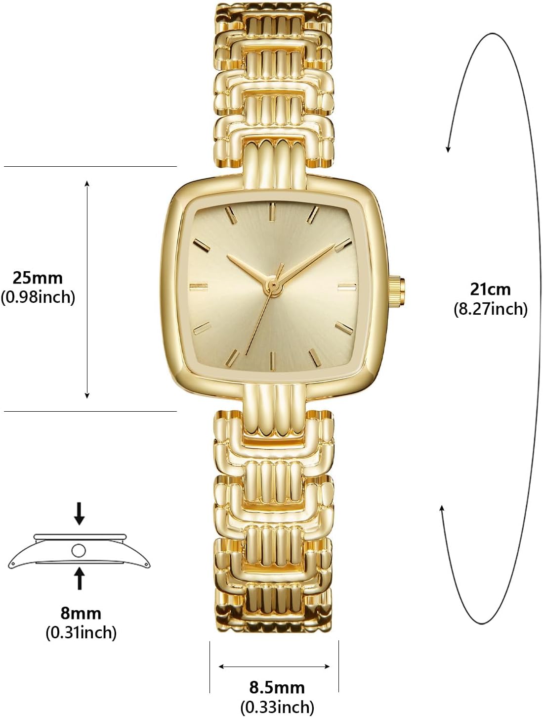 CIVO Womens Watch Square Analog Quartz Wrist Watch Luxury Classic Stainless Steel Waterproof Easy to Read Small Ladies Watch - Image 7