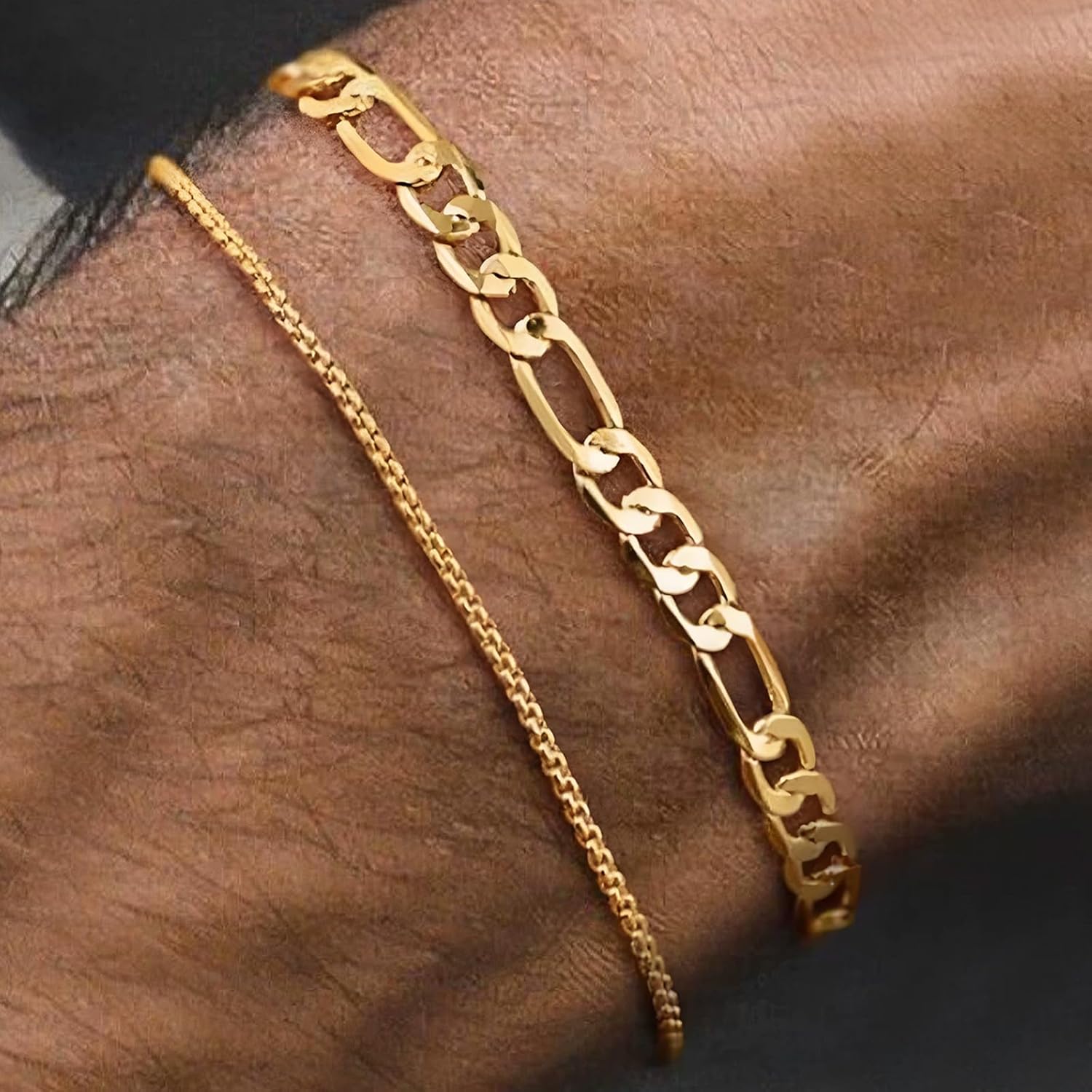 Men's Link Bracelet Gold Bracelets for Men Gold Plated Bracelet Set Mens Gold Bracelets Gold Cuban Bracelets Jewelry Gifts - Image 2