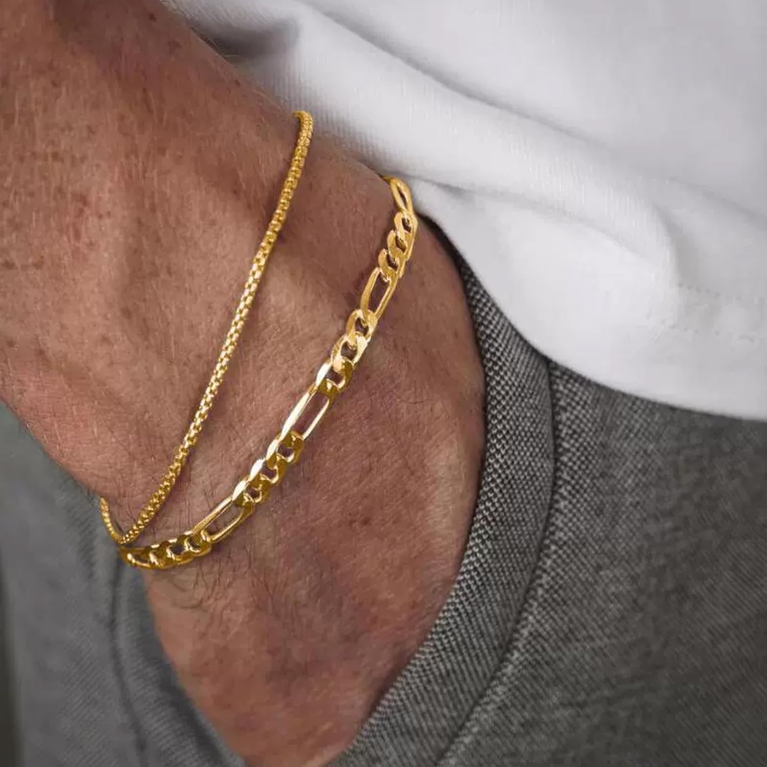 Men's Link Bracelet Gold Bracelets for Men Gold Plated Bracelet Set Mens Gold Bracelets Gold Cuban Bracelets Jewelry Gifts - Image 3