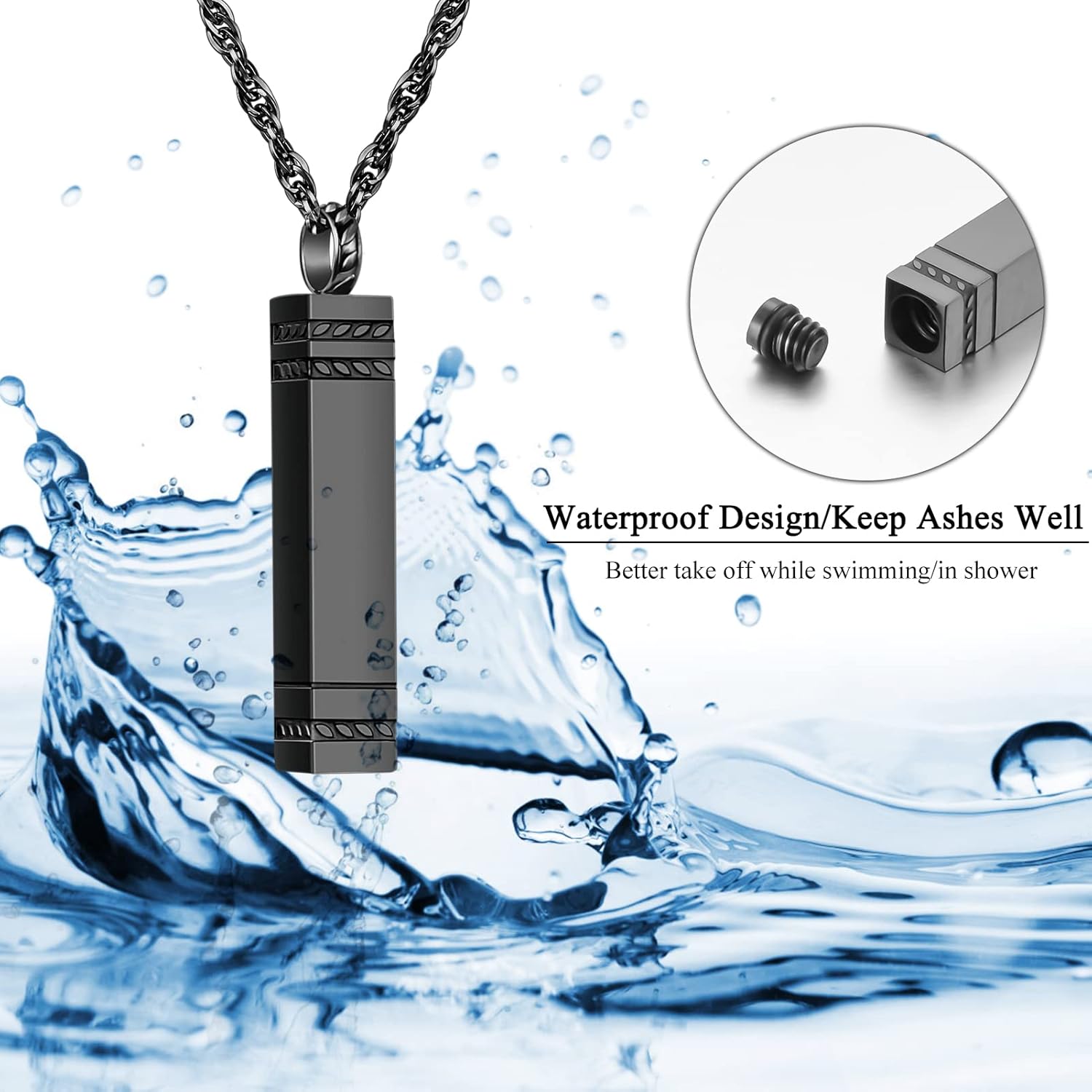 Urn Necklace for Ashes Memorial Cremation Jewelry for Ashes Stainless Steel Ashes Jewelry Cube Ashes Necklace Bar Urn Pendant for Women Men - Image 5