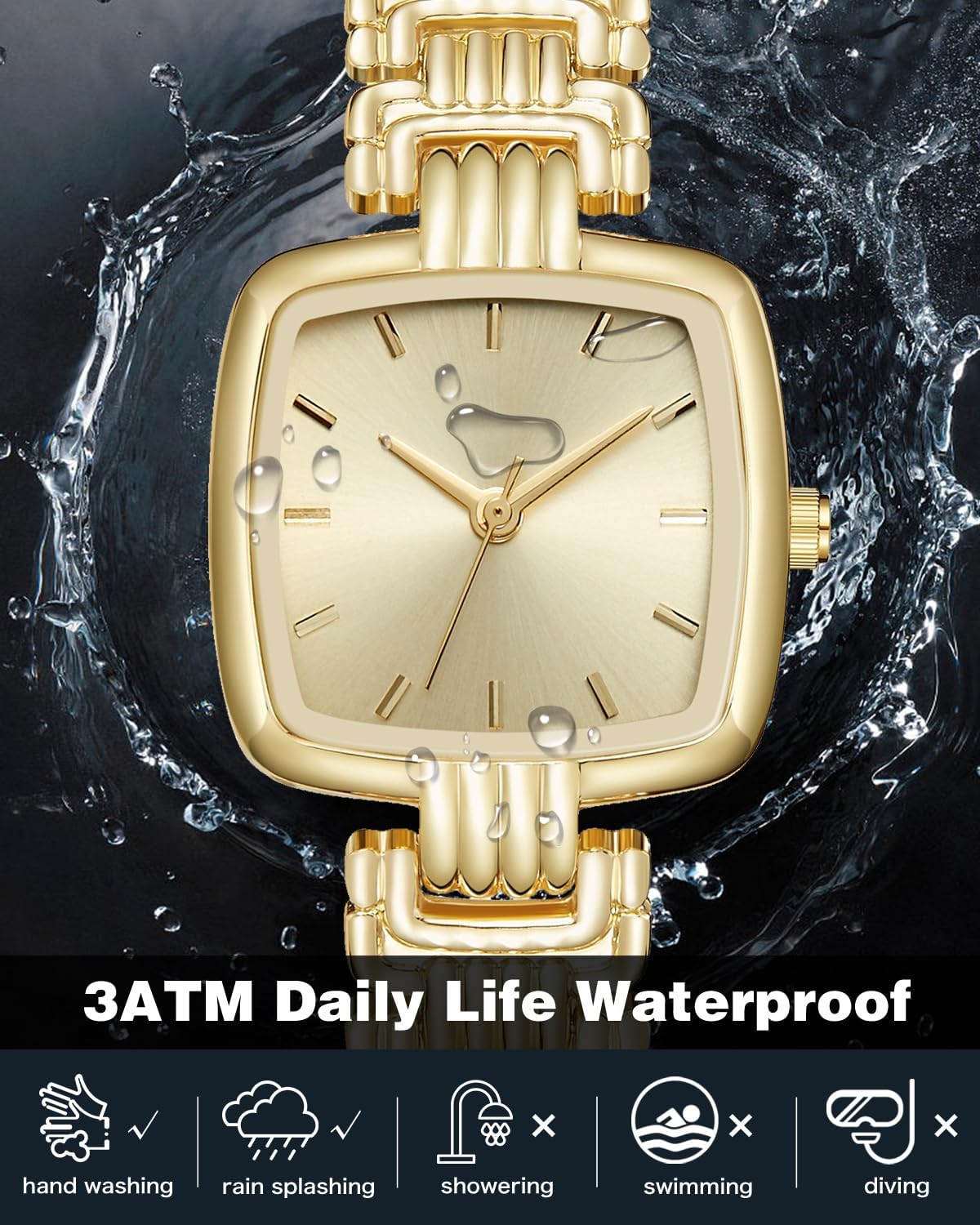 CIVO Womens Watch Square Analog Quartz Wrist Watch Luxury Classic Stainless Steel Waterproof Easy to Read Small Ladies Watch - Image 6