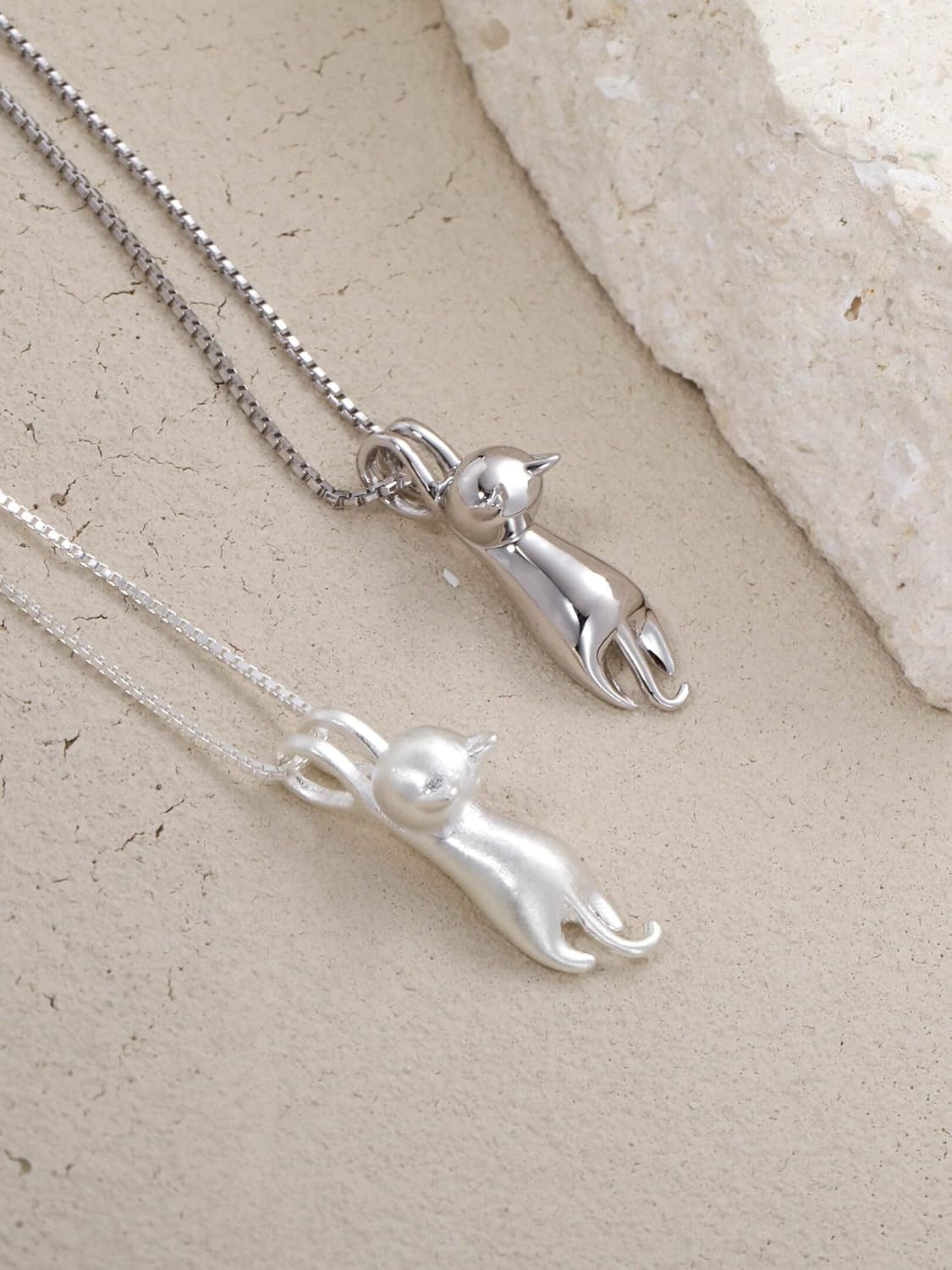 S.Leaf Sterling Silver Cat Necklaces for Women Jewelry Accessories for Cat Mom Lover Lady Themed Gifts Cute Silver Kitten Jewelry Birthday Gifts for Women - Image 6