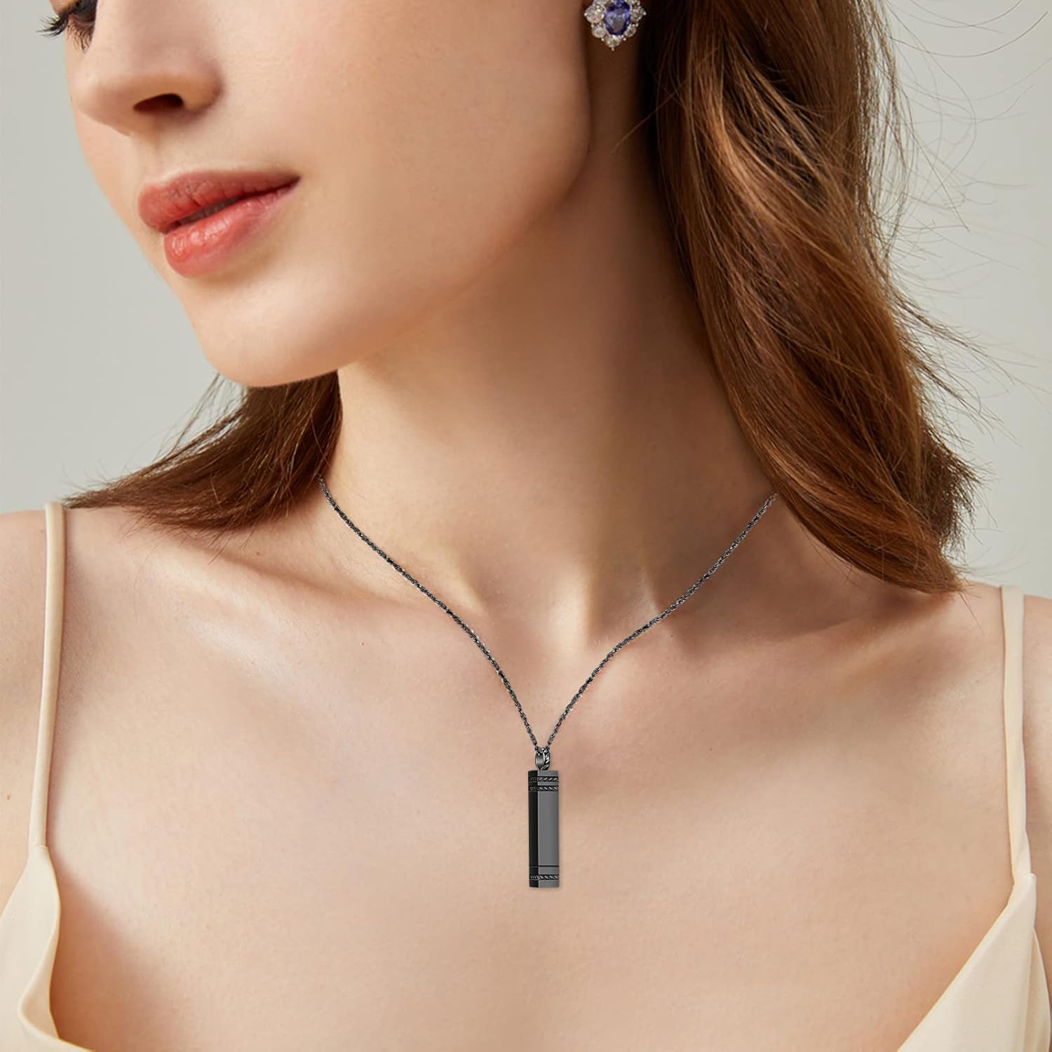 Urn Necklace for Ashes Memorial Cremation Jewelry for Ashes Stainless Steel Ashes Jewelry Cube Ashes Necklace Bar Urn Pendant for Women Men - Image 6