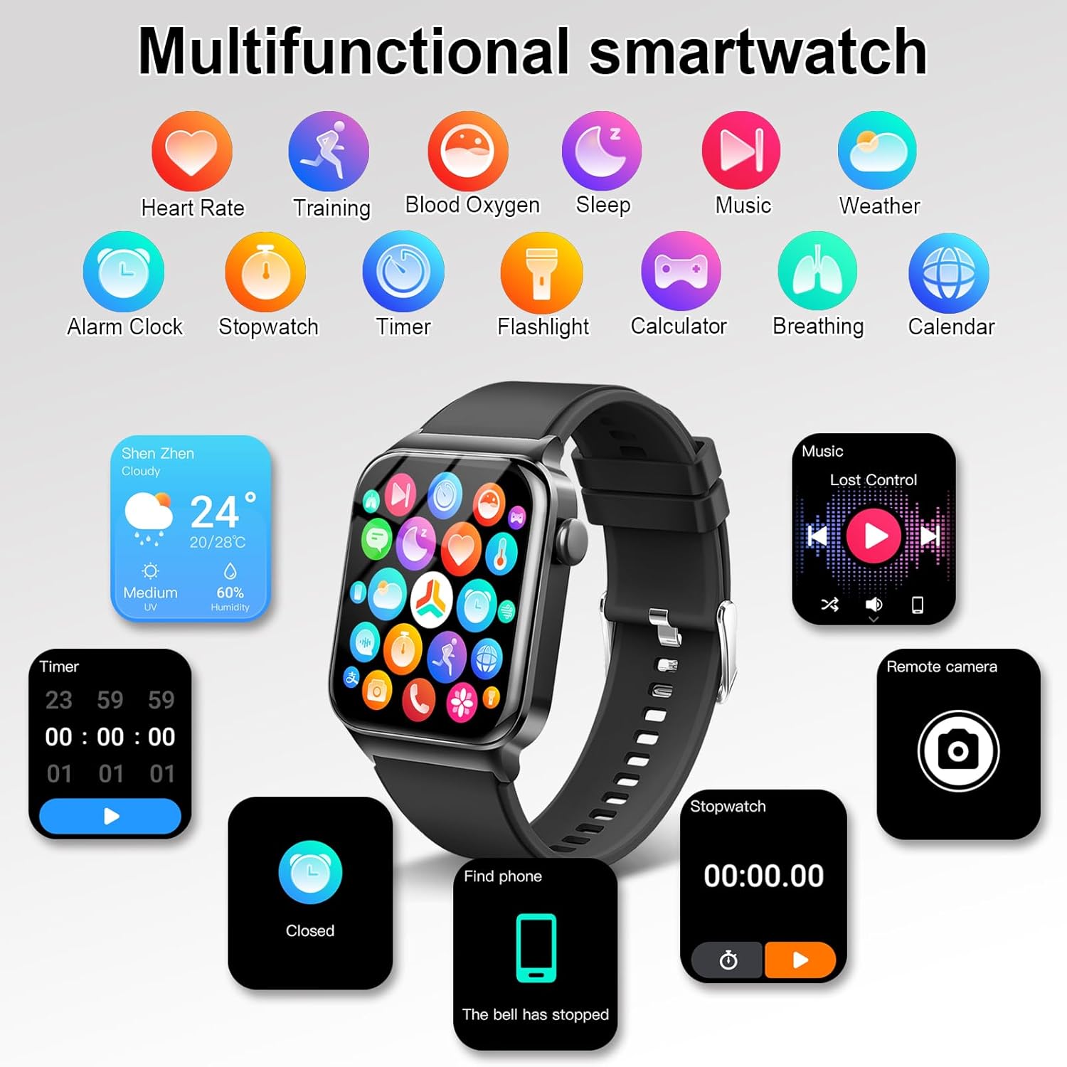 Smart Watch for Men Women with Bluetooth Call, 1.85" HD Touch Screen smartwatch, 100+ Sport Mode Fitness Watch with Heart Rate/ Spo2/ Sleep Monitor, IP68 Waterproof Watch Compatible with iOS Android - Image 6