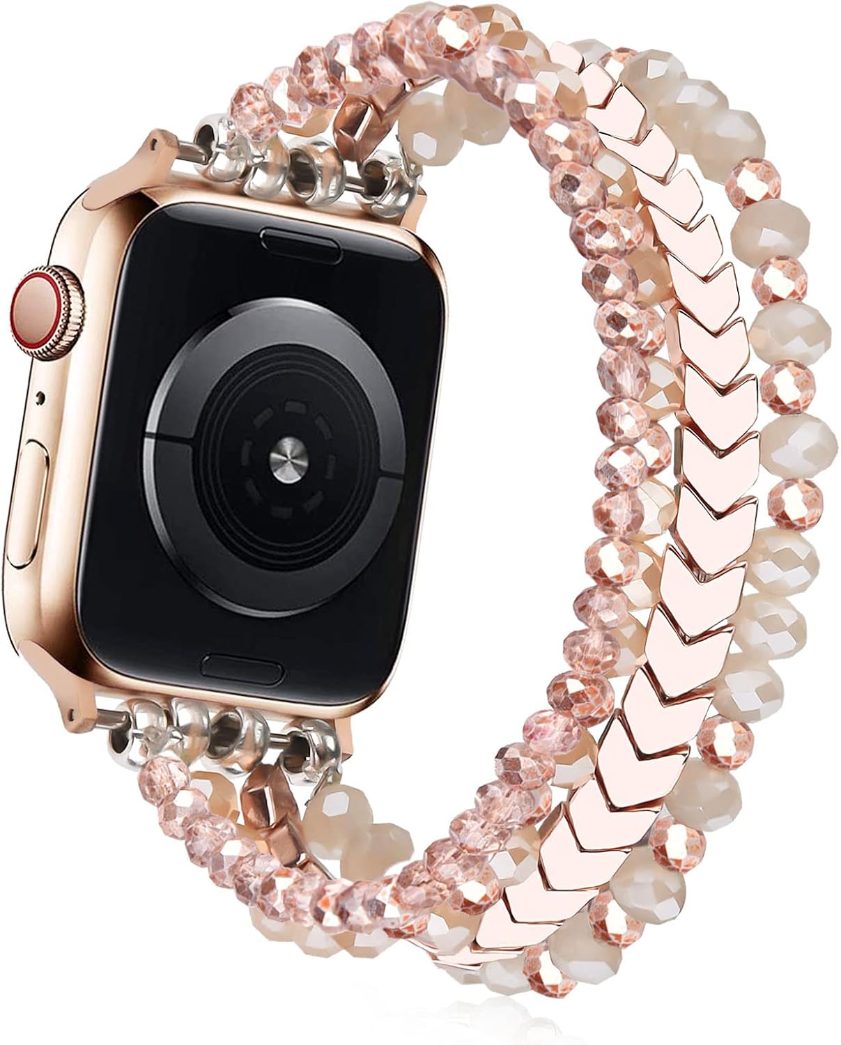 V-MORO Beaded Bracelet Compatible with Apple Watch Band 38mm/40mm/41mm/42mm/44mm/45mm/49mm/46mm Series 10/9/8/7/SE/6/5/4/3/2/1 Women Fashion Handmade Elastic Stretch Strap for iWatch Bands Replacement - Image 5