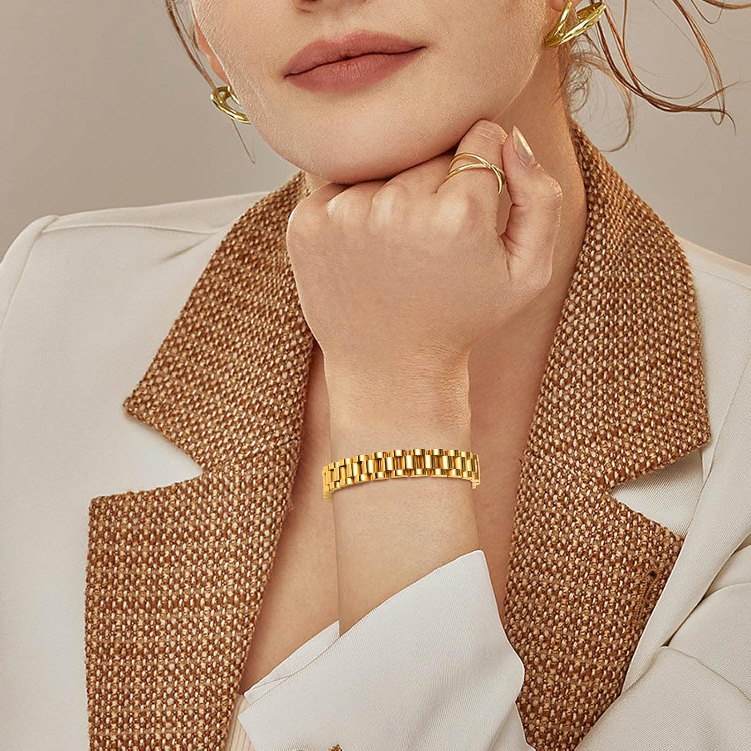 MPRAINBOW Personalized Women Thick Link Bracelet - Love Quote Name ID Engraved Link Bracelet,Adjustable Watch Band Chain Wristband Jewelry Gifts to Lover Girlfriend Wife Mom Sister - Image 5