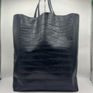 Celine Tote Bag Horizontal Cabas Logo Black Leather Used from Japan