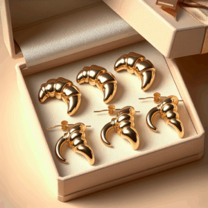 6 Pairs Gold Chunky Hoop Earrings for Women, 14K Gold Plated Croissant Open Hoop, Lightweight Teardrop Earrings Pack for Gift