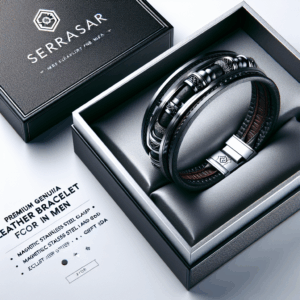 SERASAR | Premium Genuine Leather Bracelet [Steel] for Men in Black | Magnetic Stainless Steel Clasp in Black, Silver and Gold | Exclusive Jewelry Box | Great Gift Idea