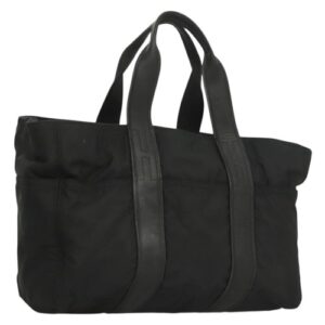 HERMES Akapu Luco MM Hand Bag Nylon Black Auth bs27350