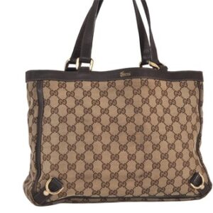 Authentic GUCCI Abbey Vintage Hand Bag GG Canvas Leather 170004 Brown 0449N Authentic GUCCI Abbey Vintage Hand Bag GG Canvas Leather 170004 Brown 0449N