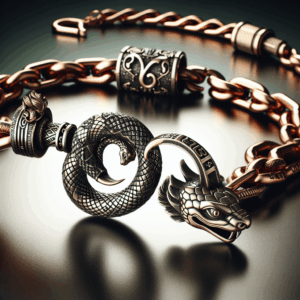 Fnjuucw Snake Chain Bracele, Luxurious Styling Old Metal Copper Zodiac Snake Totem Hook Clasp, Hip Hop for Men Women Accessories