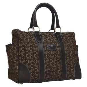 CELINE C Sulky Hand Bag Brown Gold Auth bs22687