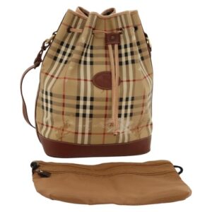 Burberrys Nova Check Shoulder Bag PVC Beige Gold Auth nb299