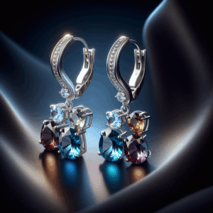 Amazon Collection Sterling Silver Genuine and Created Gemstone Three Stone Birthstone Leverback Dangle Earrings