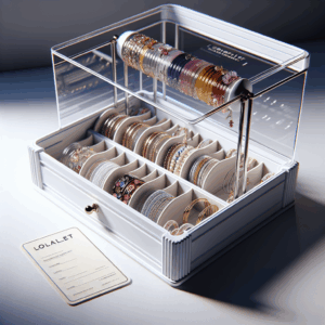 Lolalet Bracelet Display Holder with Rods for Bangles Watches, Clear Lid Jewelry Organizer Box Storage Case for Women Girls -White Lolalet Bracelet Display Holder with Rods for Bangles Watches, Clear Lid Jewelry Organizer Box Storage Case for Women Girls -White