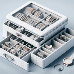 Lolalet Bracelet Holder Organizer with Clear Lid and Drawer, Bangle Storage Box Jewelry Display Holder for Watches, Jewellery Case for Women -White Lolalet Bracelet Holder Organizer with Clear Lid and Drawer, Bangle Storage Box Jewelry Display Holder for Watches, Jewellery Case for Women -White