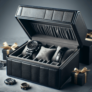 Large Watch Box Organize for Men, 6 Slots Watch Case with Textured Leather, Watch Holder with Soft Pillow, Mens Jewelry Box,Gifts for Men,Gifts for Fathers, Husband, Friend, Black