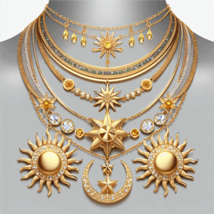 DoubleNine Multilayer Necklace Sun Star Golden Crescent Pendant Gold Medal Sequins Women Crystal Necklace Layered Delicate Collar DoubleNine Multilayer Necklace Sun Star Golden Crescent Pendant Gold Medal Sequins Women Crystal Necklace Layered Delicate Collar