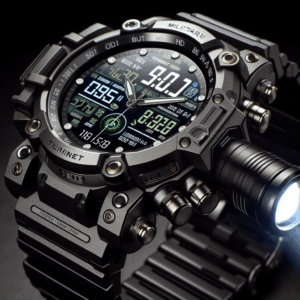 Military Smart Watch for Men 1.85″ HD Touch Screen 730mAh Battery Smart Watches with LED Flashlight for Android iOS （Bluetooth Call Answer/Dial Calls） Fitness Tracker