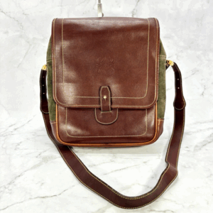 Auth LOEWE Anagram Brown Leather Green Suede Shoulder Crossbody Bag TN04 Auth LOEWE Anagram Brown Leather Green Suede Shoulder Crossbody Bag TN04