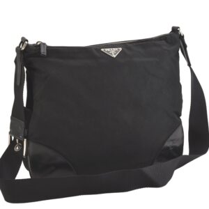 Authentic PRADA Vintage Nylon Leather Shoulder Cross Body Bag Black 2199N