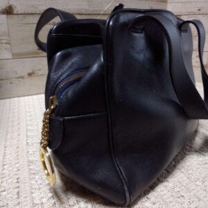 Celine Bag Navy Blue Retro Circle Logo Gold Hardware Leather Handbag Used Japan