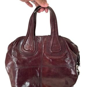 VTG Givenchy Nightingale Medium Satchel Burgundy Patent Leather 2-Way Bag COA VTG Givenchy Nightingale Medium Satchel Burgundy Patent Leather 2-Way Bag COA
