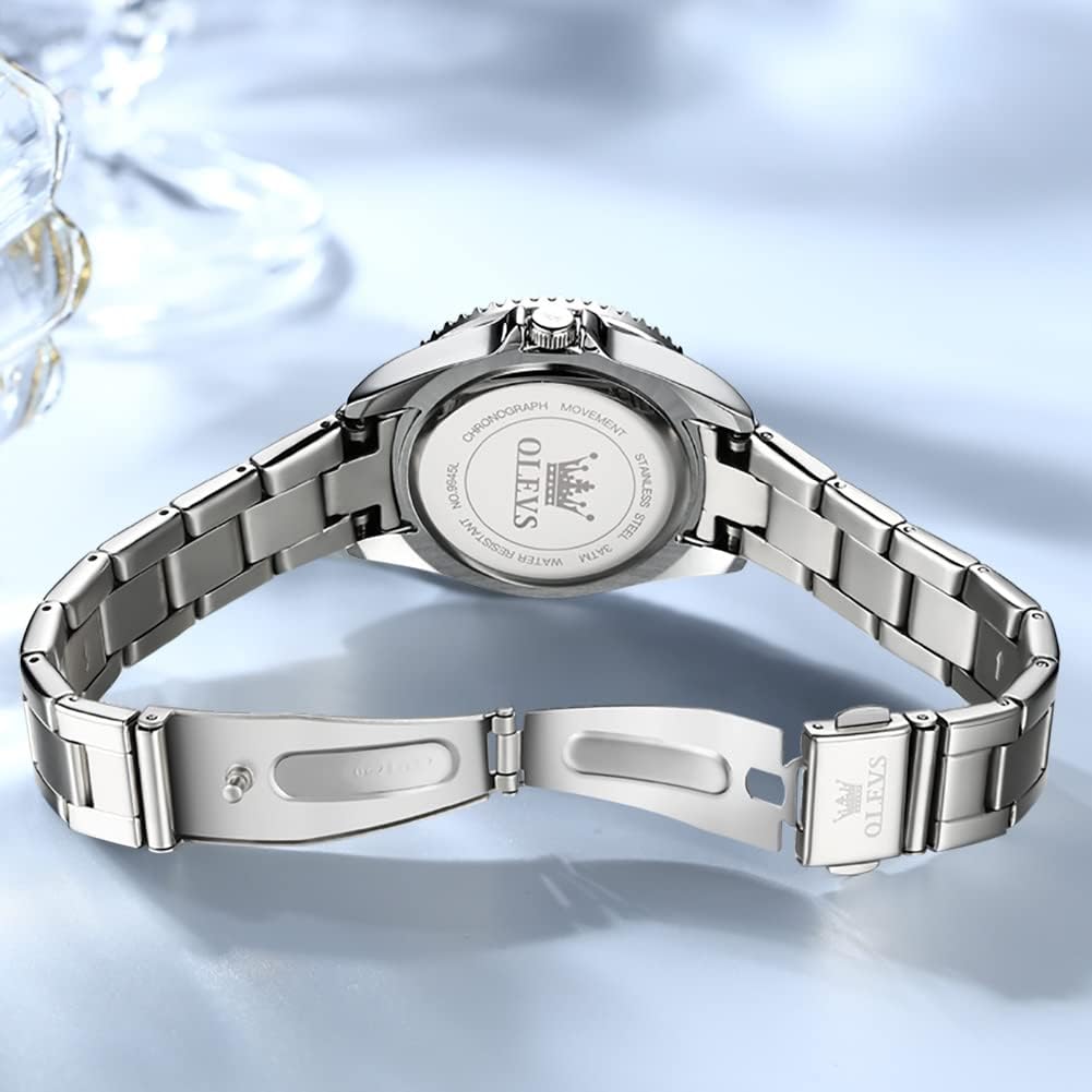 OLEVS Women's Classic Stainless Steel Watch with Date, Small Wrist Elegant Diamond Watches for Women, Waterproof Analog Quartz Women Watch - Image 4