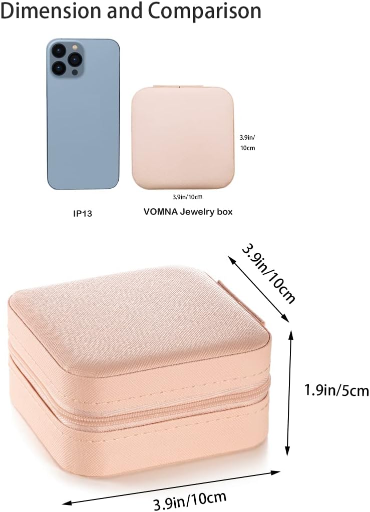 Mini Jewelry Travel Case,Small Jewelry Box,Traveling Jewelry Organizer,Portable Jewellery Storage Holder for Rings Earrings Necklace Bracelet Bangle Organizer,Boxes Gifts for Girls Women(PU-Pink) - Image 5