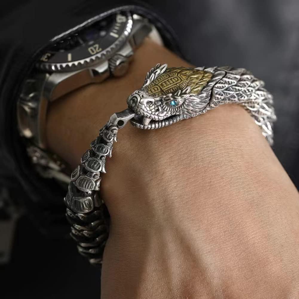Fnjuucw Snake Chain Bracele, Luxurious Styling Old Metal Copper Zodiac Snake Totem Hook Clasp, Hip Hop for Men Women Accessories - Image 5