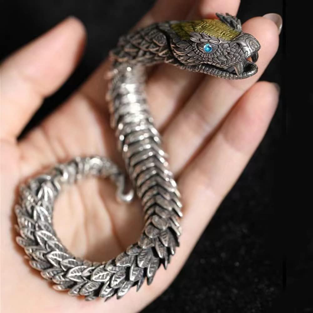 Fnjuucw Snake Chain Bracele, Luxurious Styling Old Metal Copper Zodiac Snake Totem Hook Clasp, Hip Hop for Men Women Accessories - Image 4