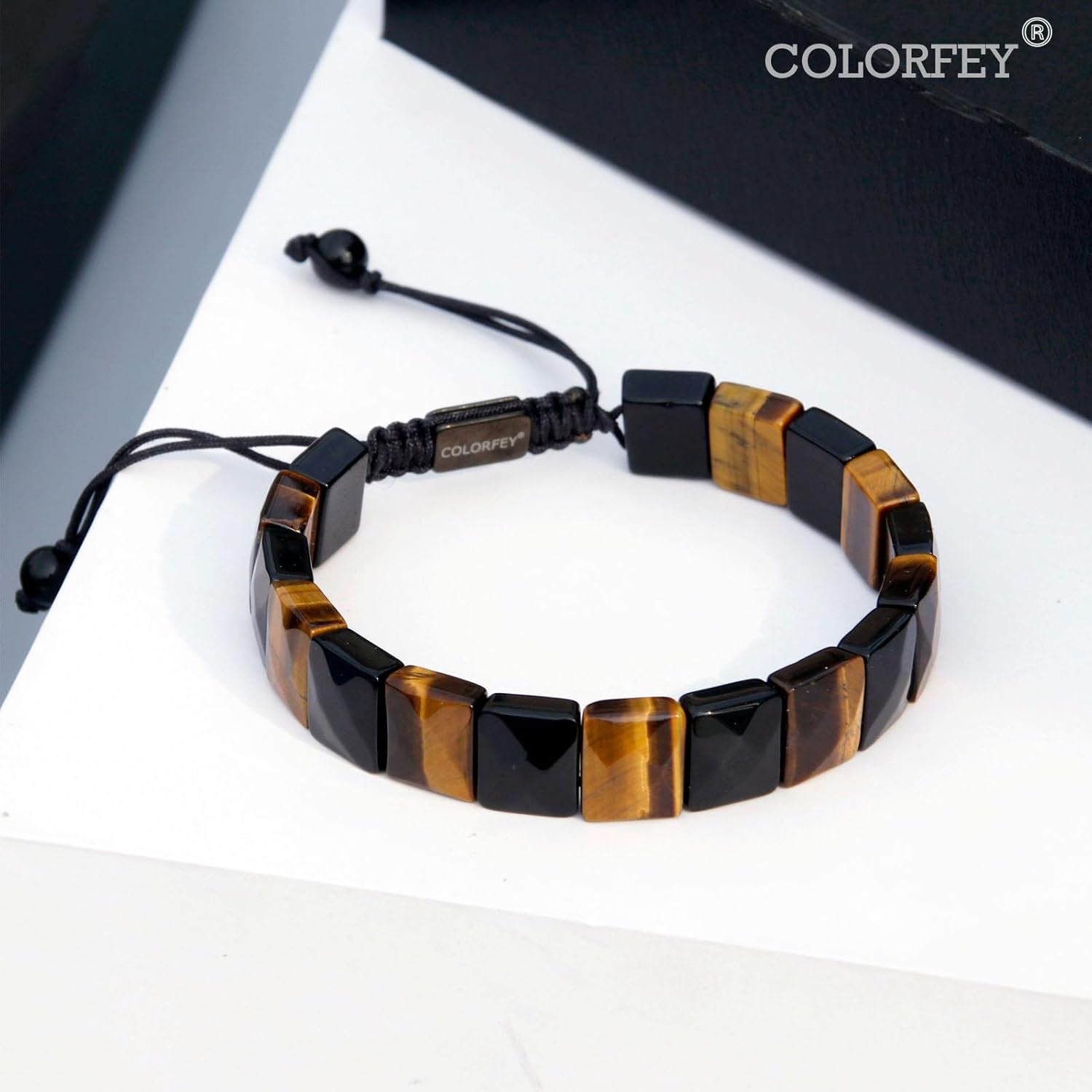 Protection Crystals Beaded Bracelets for Men - COLORFEY Men Bracelet Healing Tiger Eye Black Obsidian Stone Bracelet Unique Gift for Men, Drawstring Real Crystal Bracelet for Men Handmade Gift for Him - Image 5