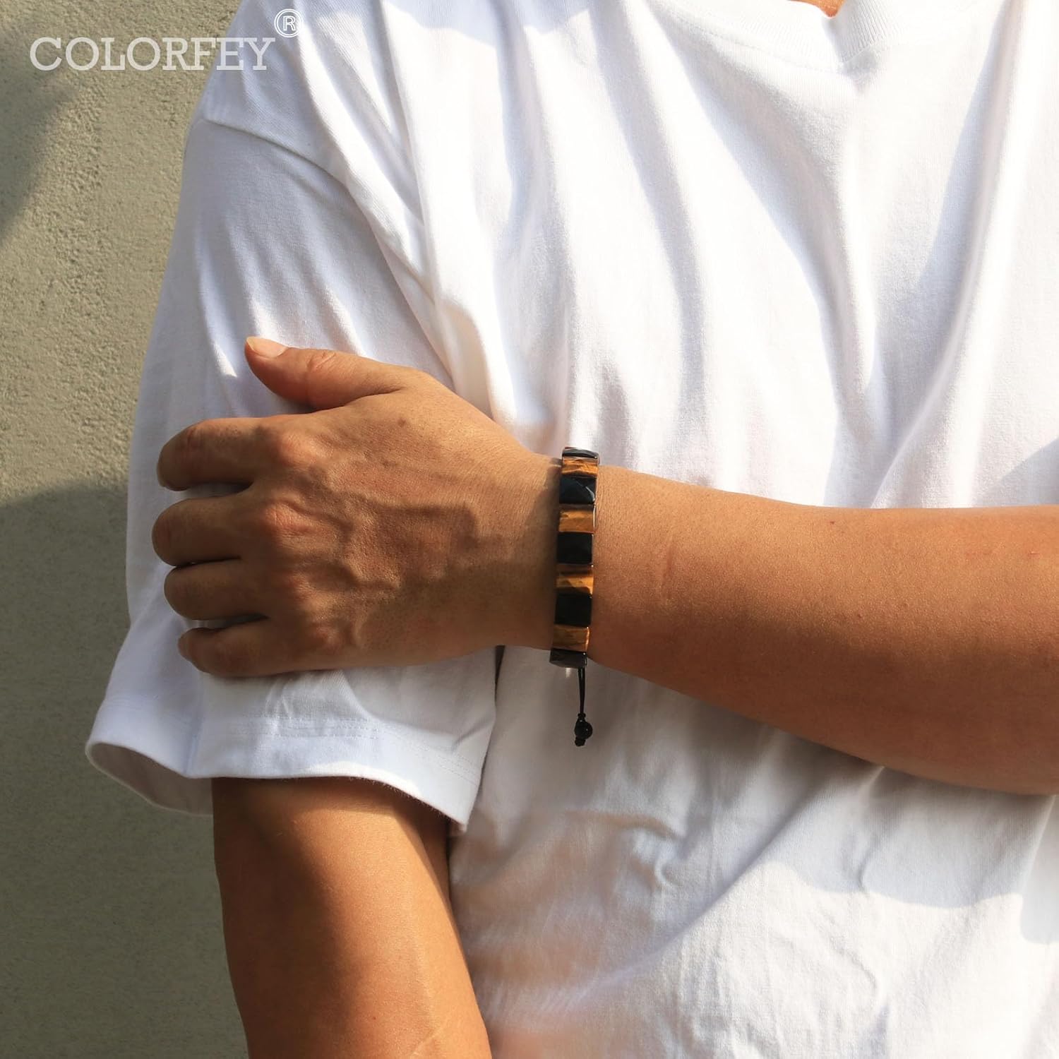 Protection Crystals Beaded Bracelets for Men - COLORFEY Men Bracelet Healing Tiger Eye Black Obsidian Stone Bracelet Unique Gift for Men, Drawstring Real Crystal Bracelet for Men Handmade Gift for Him - Image 4