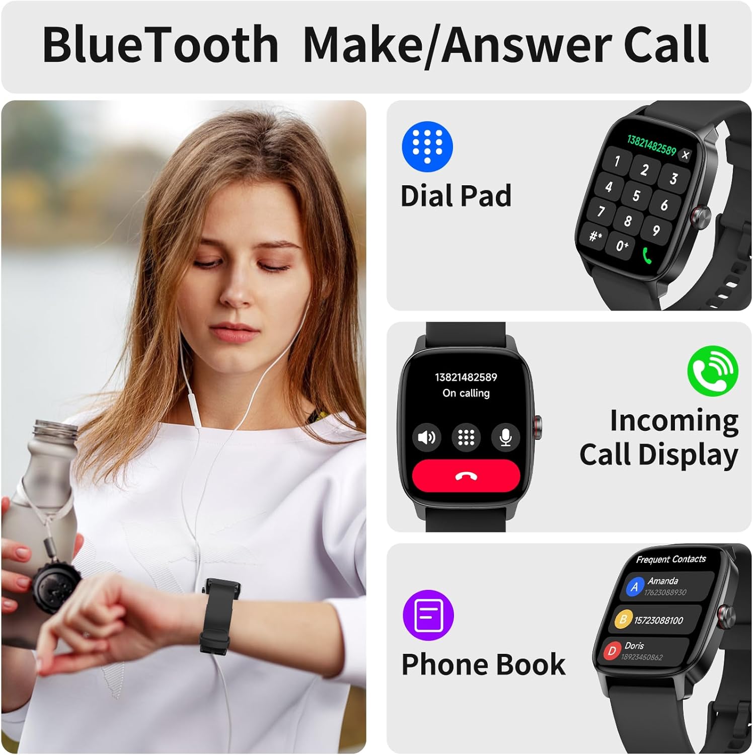 Smart Watch for Men Women, IP68 Waterproof, Bluetooth Calling, Fitness Tracker, Sleep Monitoring, 1.85'' DIY Dial, AI Built-in, 100+ Sports Modes, 7 Days Battery, Compatible with Android & iPhones - Image 2