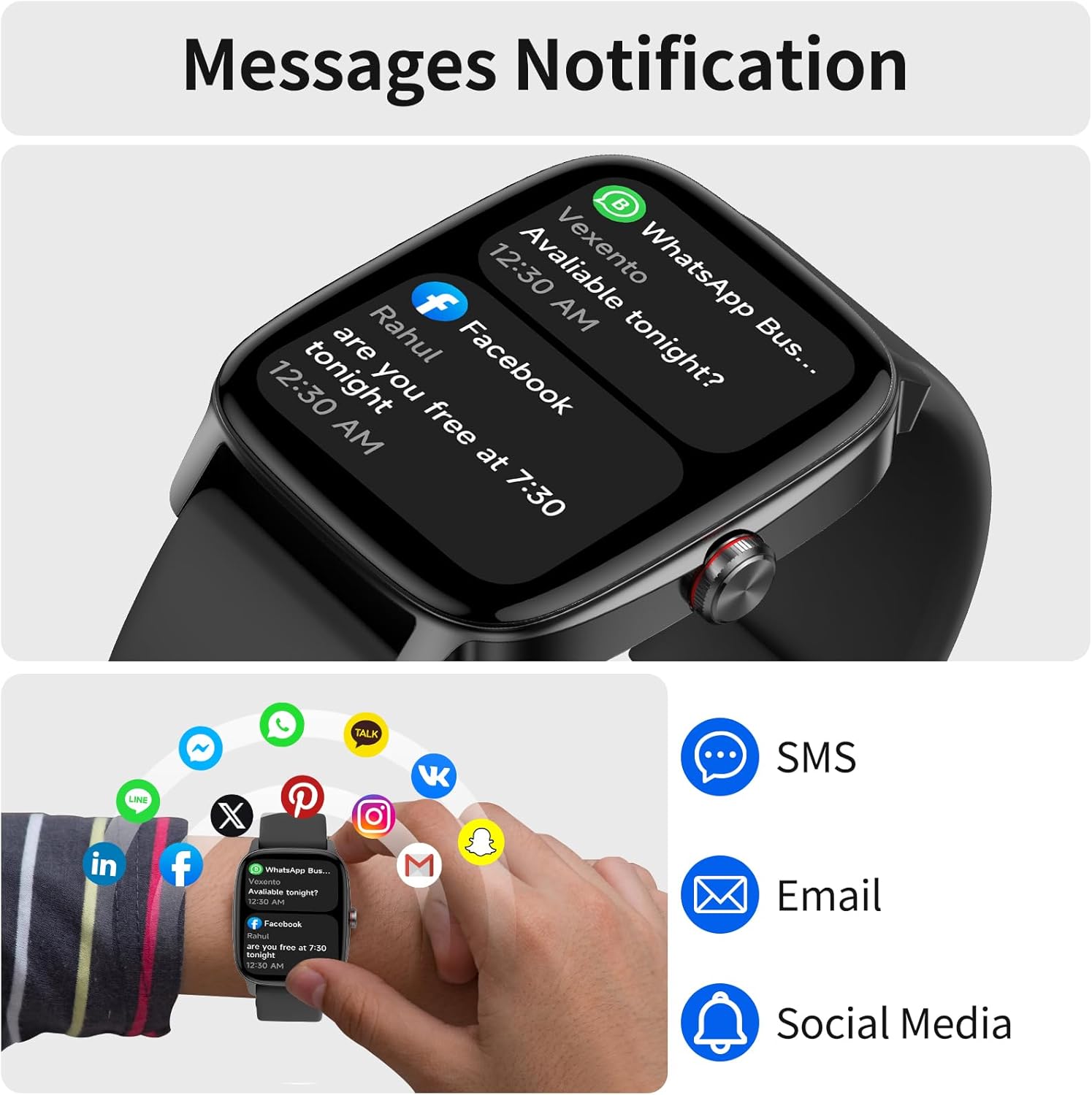 Smart Watch for Men Women, IP68 Waterproof, Bluetooth Calling, Fitness Tracker, Sleep Monitoring, 1.85'' DIY Dial, AI Built-in, 100+ Sports Modes, 7 Days Battery, Compatible with Android & iPhones - Image 3