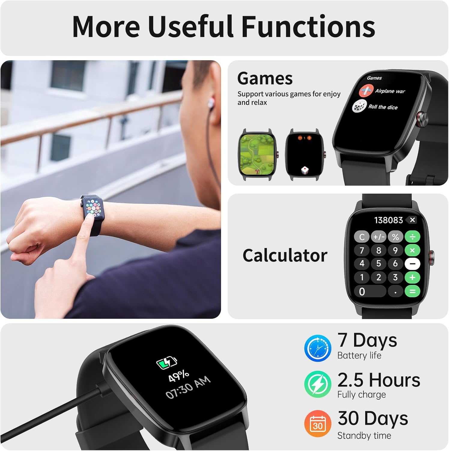 Smart Watch for Men Women, IP68 Waterproof, Bluetooth Calling, Fitness Tracker, Sleep Monitoring, 1.85'' DIY Dial, AI Built-in, 100+ Sports Modes, 7 Days Battery, Compatible with Android & iPhones - Image 8