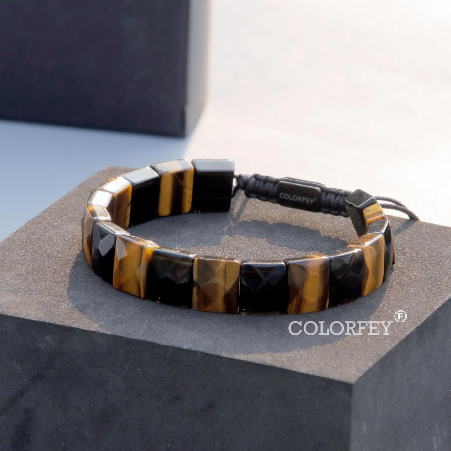 Protection Crystals Beaded Bracelets for Men - COLORFEY Men Bracelet Healing Tiger Eye Black Obsidian Stone Bracelet Unique Gift for Men, Drawstring Real Crystal Bracelet for Men Handmade Gift for Him - Image 6