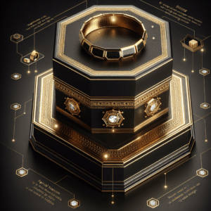 The Gifts & More LED Black Bangle Box for Wedding…Luxury Octagonal Design with Gold Trim LED Bangle Bracelet Watch Gift Holder Box with Light for Men for Women (Black)