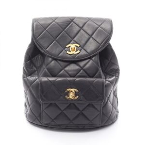 CHANEL Matelasse Rucksack Backpack A10177 Lamb leather Black Used Women GHW CC