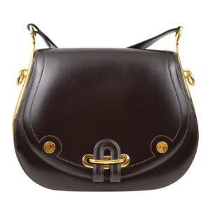 Hermes Brown Box Calf Passe Guide Shoulder Bag ◯M HX 183139