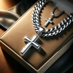 Adramata 925 Sterling Silver Cross Necklace for Men Women 5mm Stainless Steel Cuban Link Chain for Men Polished Silver Cross Pendant Chain Necklace Diamond-Cut Durable Mens Jewelry Gift 16-28 Inches