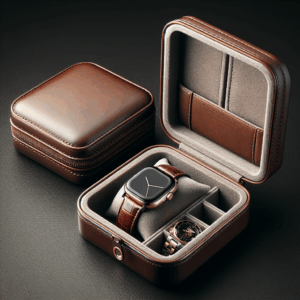 FuninCrea Watch Case, Single PU Leather Watch Travel Case Jewelry Storage Case Organizer with Removable Cushion, Portable Square Watch Box Bracelet Holder for Most Watches, Smart Watch (brown)