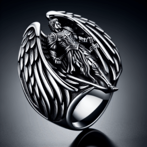 HZMAN St. Michael Ring for Men Women Stainless Steel San Miguel The Great Protector Archangel Figurine Amulet Ring