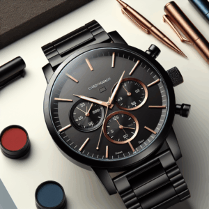 NIBOSI Men’s Chronograph Watch – 42mm Black Stainless Steel Analog Quartz Watch with Date, 3ATM Waterproof, Minimalist Dress Watch for Business, Groomsmen, Father (Black/Red/Blue/Rose Gold)