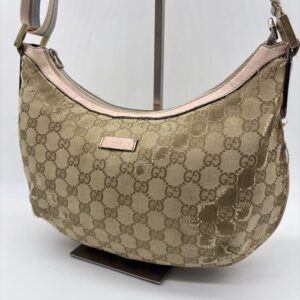Gucci 181092.002404 GG Pattern Shoulder Bag Beige Pink Canvas fastener