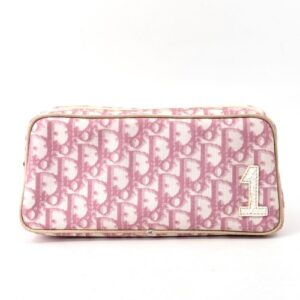 Christian Dior Trotter No.1 Pouch Makeup Cosmetic Bag Purse PVC Pink Authentic