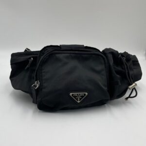 PRADA Belt Bag Black VA0056 Body Bag Waist Pouch Nylon Black Auth 572